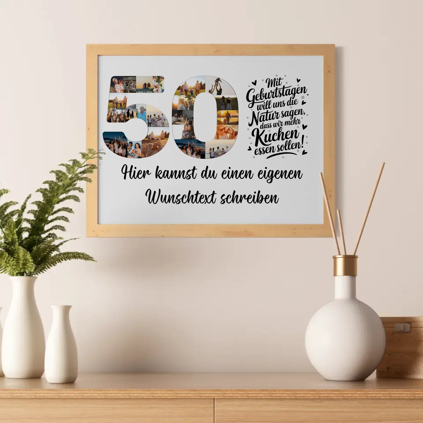 Personalisiertes Poster Wunschtext 50 Geburtstag Mehr Kuchen