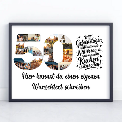 Personalisiertes Poster Wunschtext 50 Geburtstag Mehr Kuchen