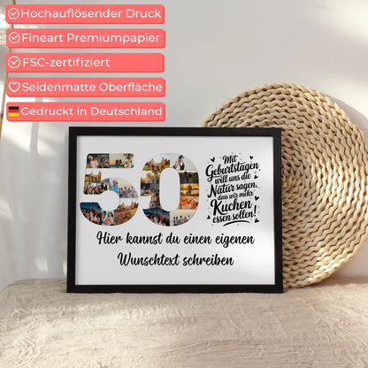Personalisiertes Poster Wunschtext 50 Geburtstag Mehr Kuchen