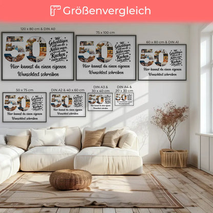 Personalisiertes Poster Wunschtext 50 Geburtstag Mehr Kuchen