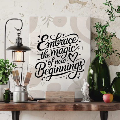 Spruch Leinwand Embrace the magic of new beginnings Geschenk