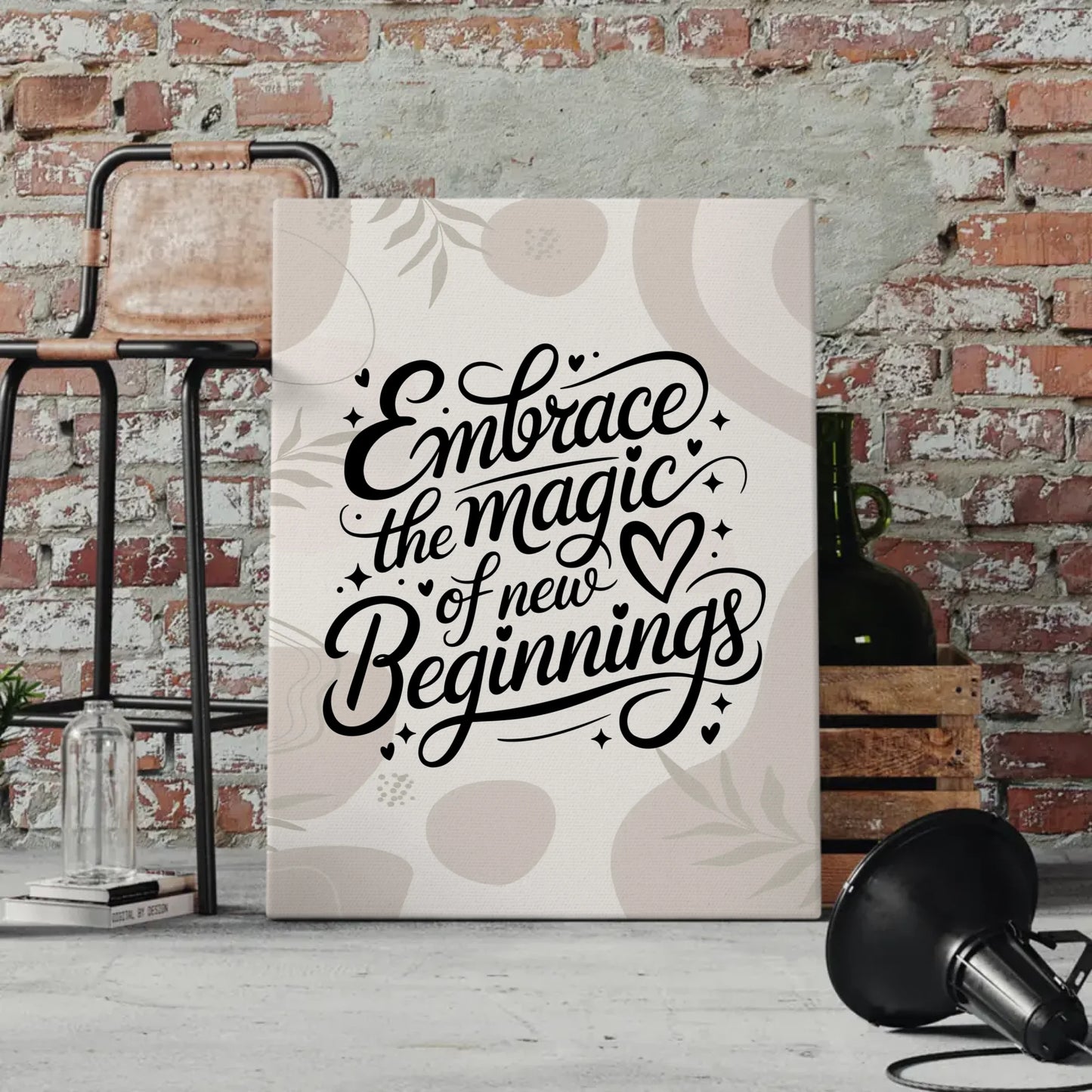 Spruch Leinwand Embrace the magic of new beginnings Geschenk