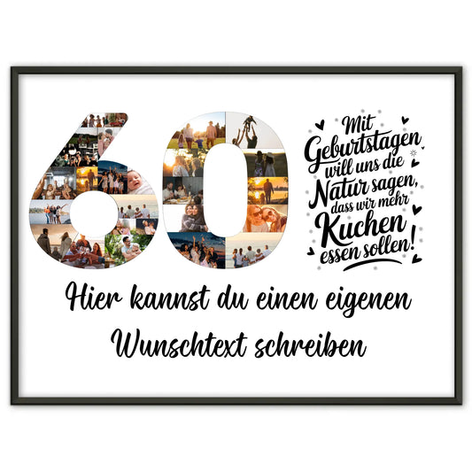 Personalisiertes Poster Wunschtext 60 Geburtstag Mehr Kuchen