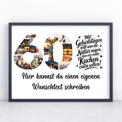 Personalisiertes Poster Wunschtext 60 Geburtstag Mehr Kuchen