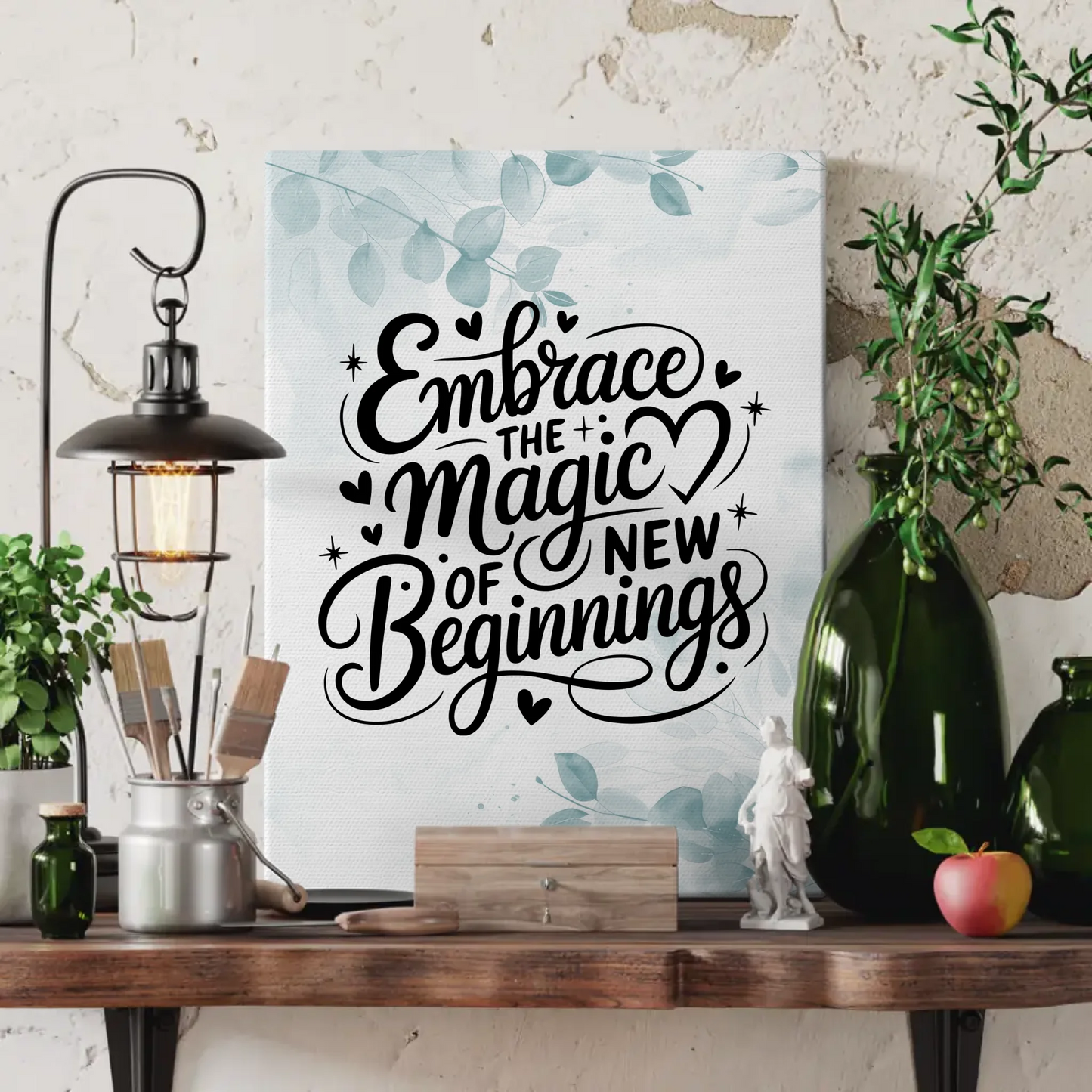 Sprüche Leinwand Embrace the magic of new beginnings Geschenk