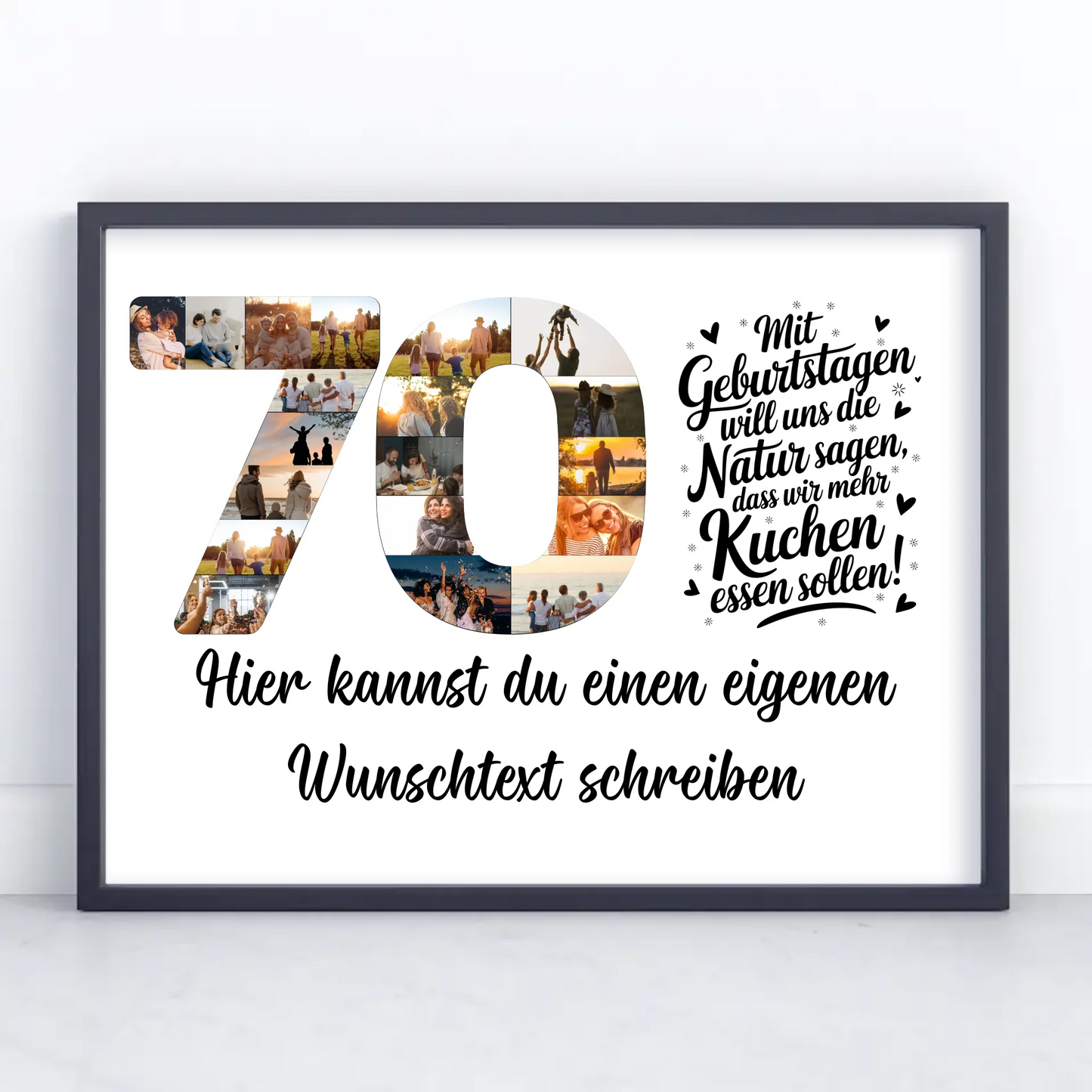 Personalisiertes Poster Wunschtext 70 Geburtstag Mehr Kuchen