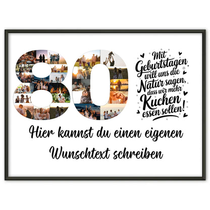 Personalisiertes Poster Wunschtext 80 Geburtstag Mehr Kuchen