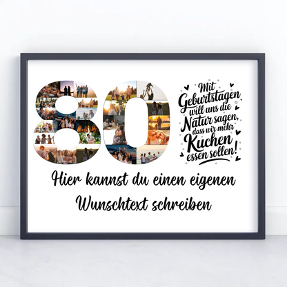 Personalisiertes Poster Wunschtext 80 Geburtstag Mehr Kuchen