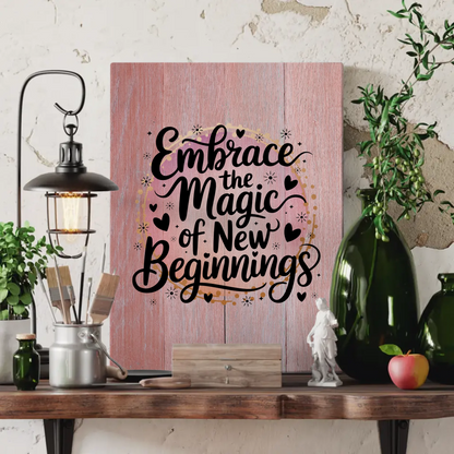 Leinwand mit Spruch Embrace the magic of new beginnings