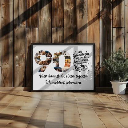 Personalisiertes Poster Wunschtext 90 Geburtstag Mehr Kuchen