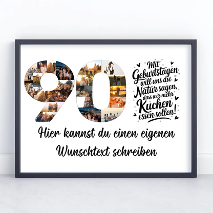 Personalisiertes Poster Wunschtext 90 Geburtstag Mehr Kuchen