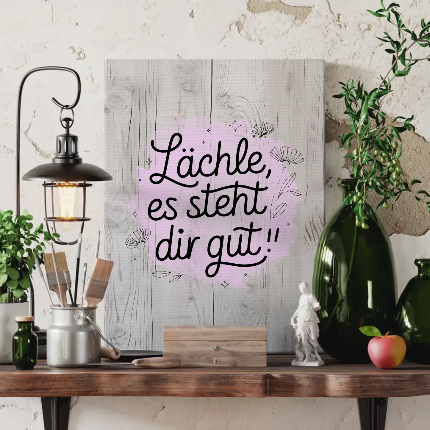 Spruch Leinwand Lächle es steht dir gut personalisierte Geschenke