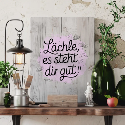 Spruch Leinwand Lächle es steht dir gut personalisierte Geschenke