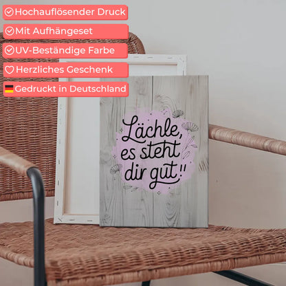 Spruch Leinwand Lächle es steht dir gut personalisierte Geschenke
