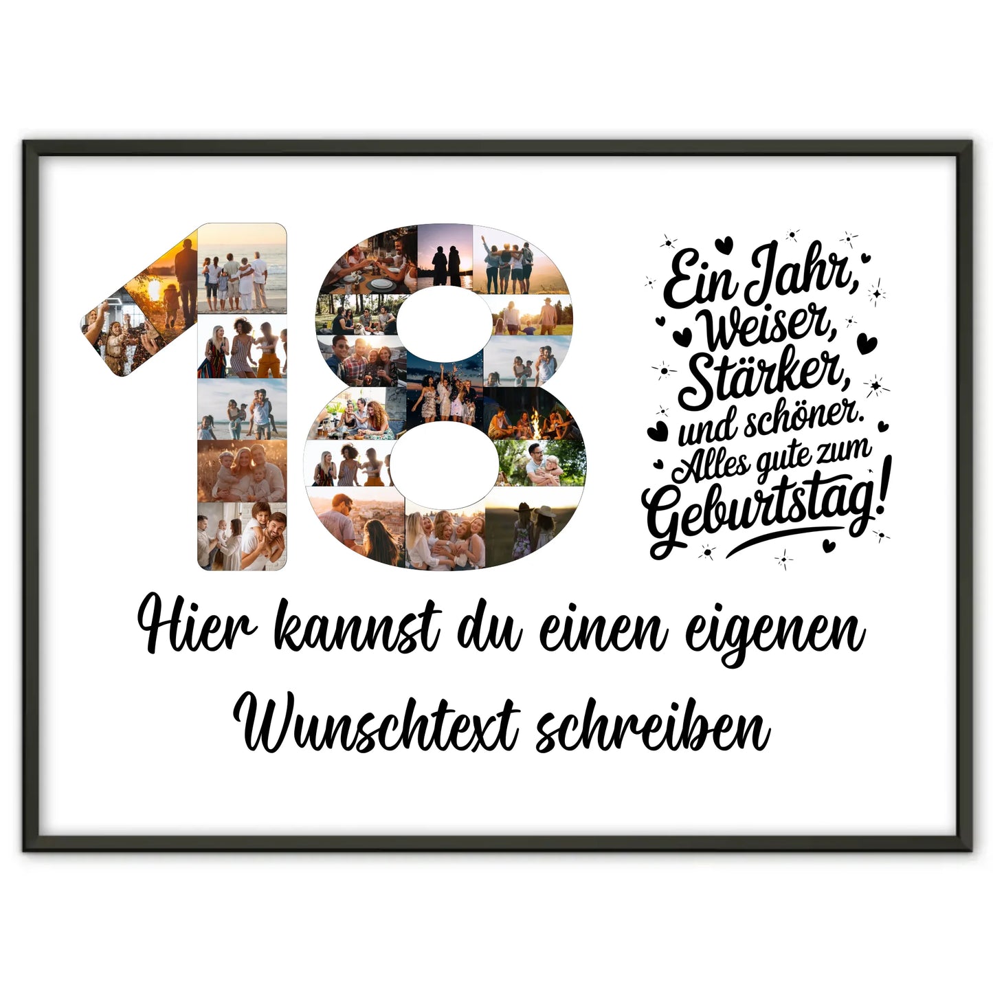 Personalisiertes Poster Wunschtext 18 Geburtstag Weiser Stärker