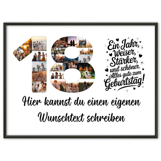 Personalisiertes Poster Wunschtext 18 Geburtstag Weiser Stärker