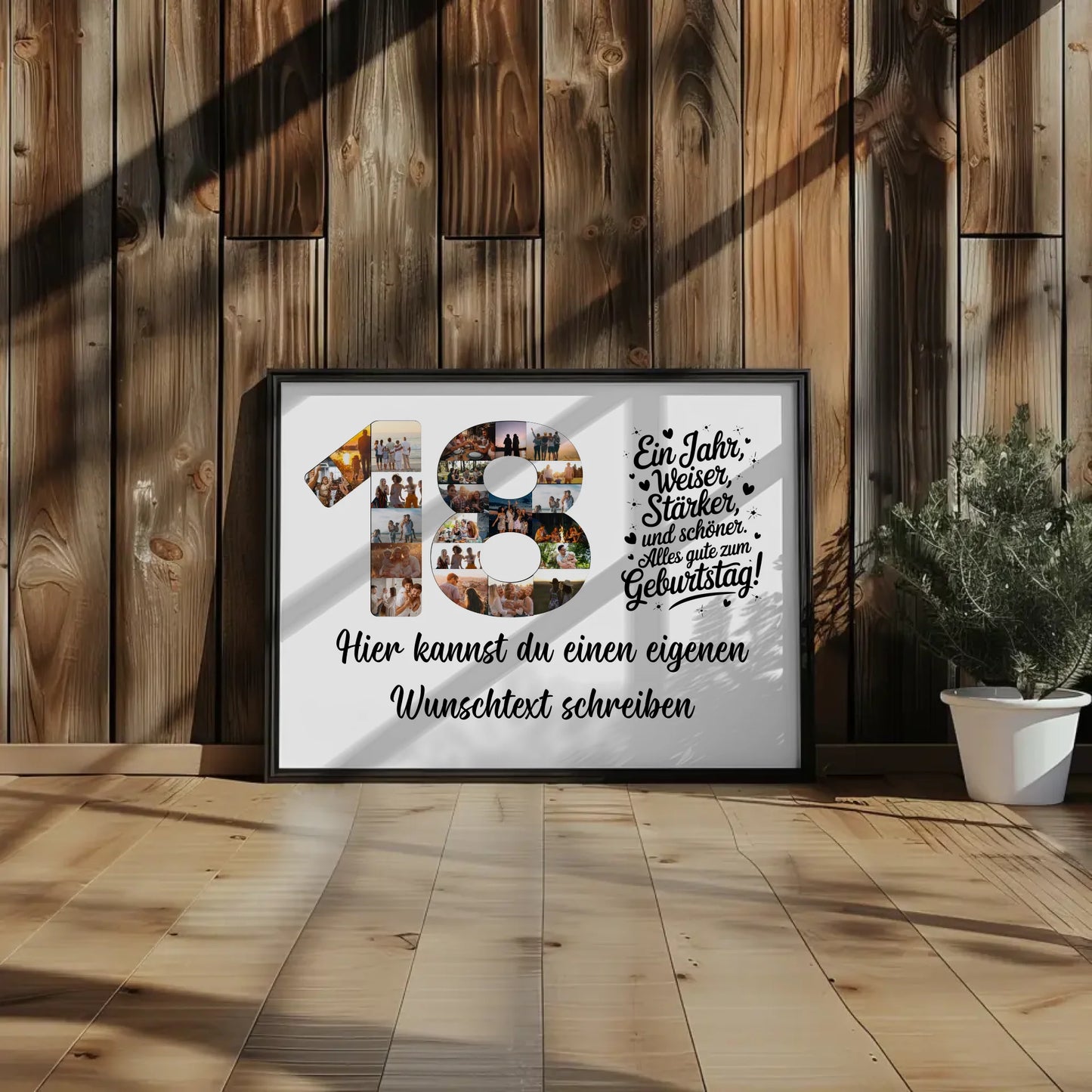 Personalisiertes Poster Wunschtext 18 Geburtstag Weiser Stärker