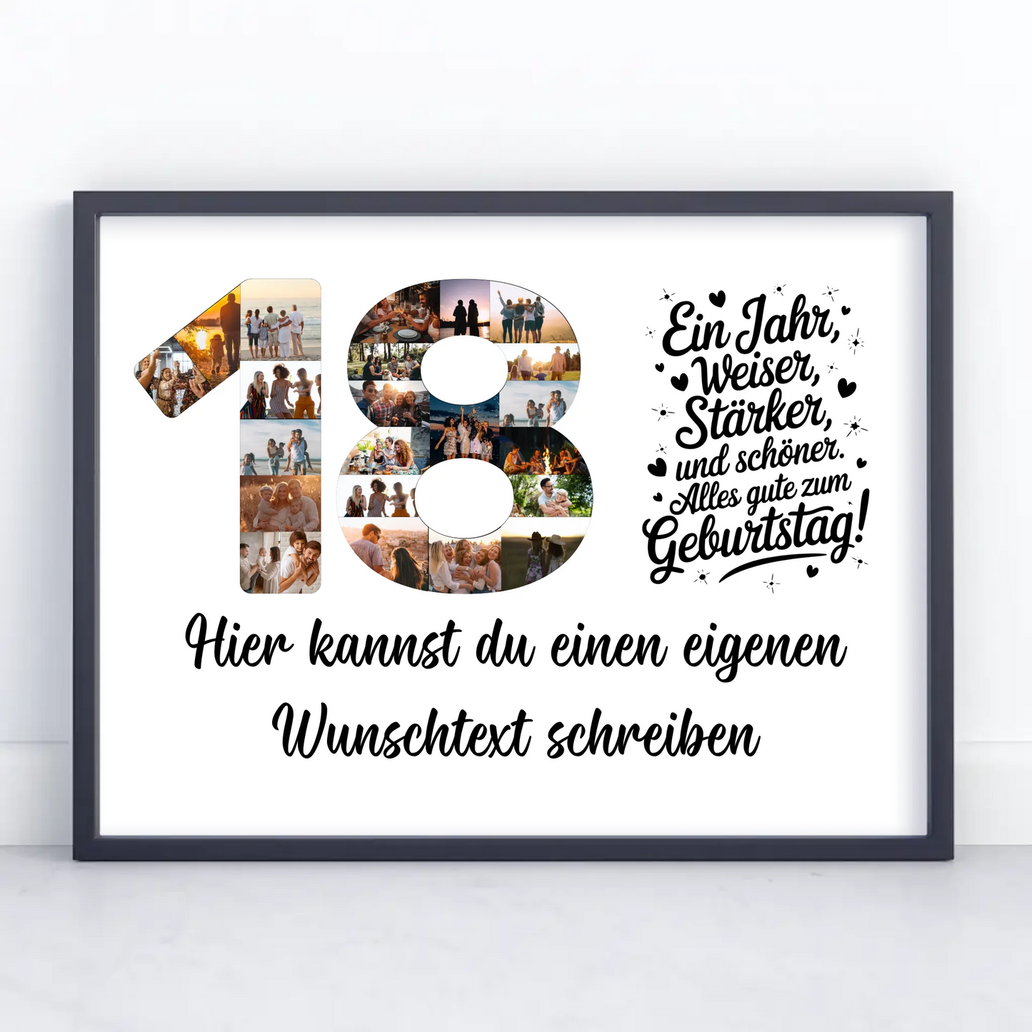 Personalisiertes Poster Wunschtext 18 Geburtstag Weiser Stärker
