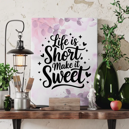 Personalisierte Sprüche Leinwand Life is short Make it sweet