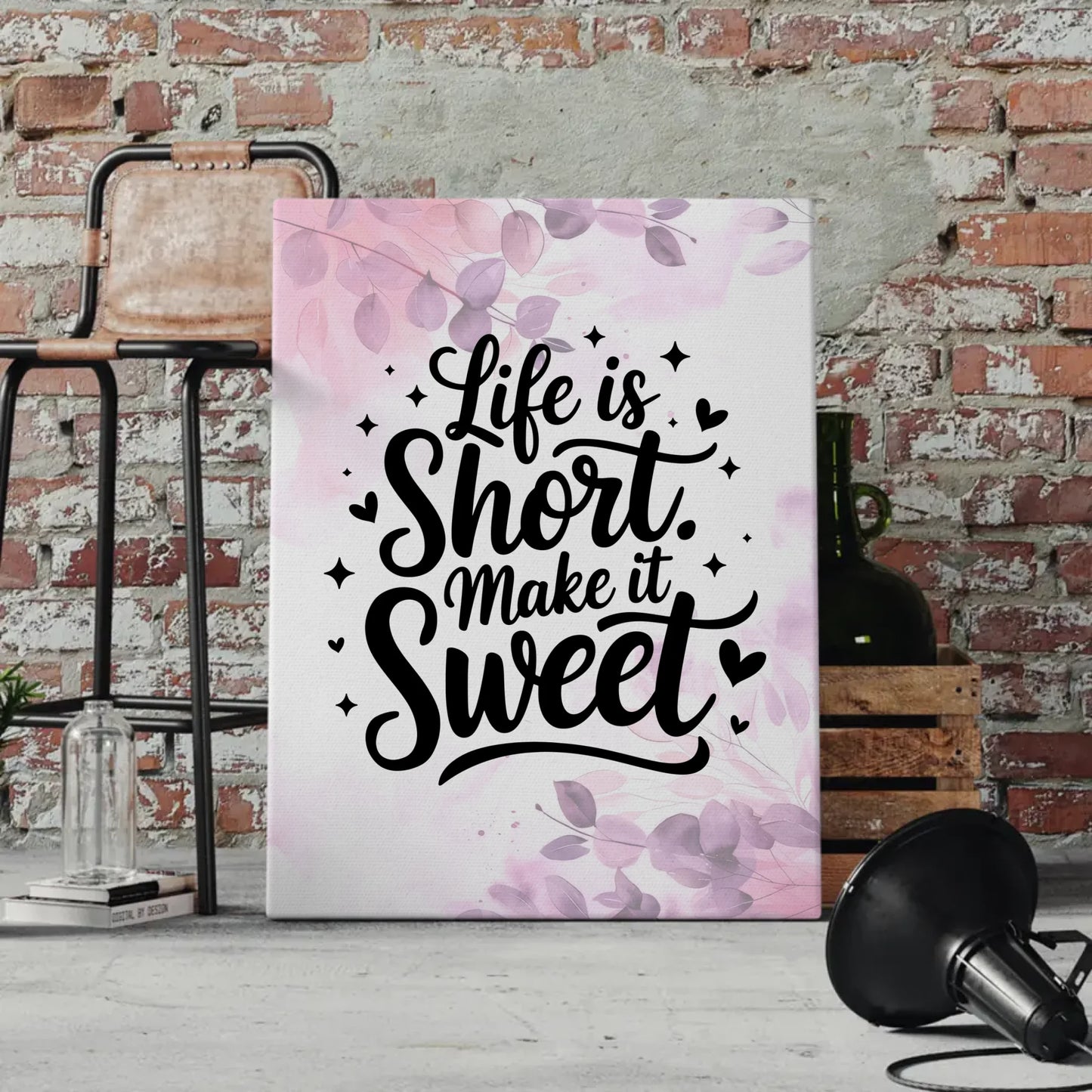 Personalisierte Sprüche Leinwand Life is short Make it sweet