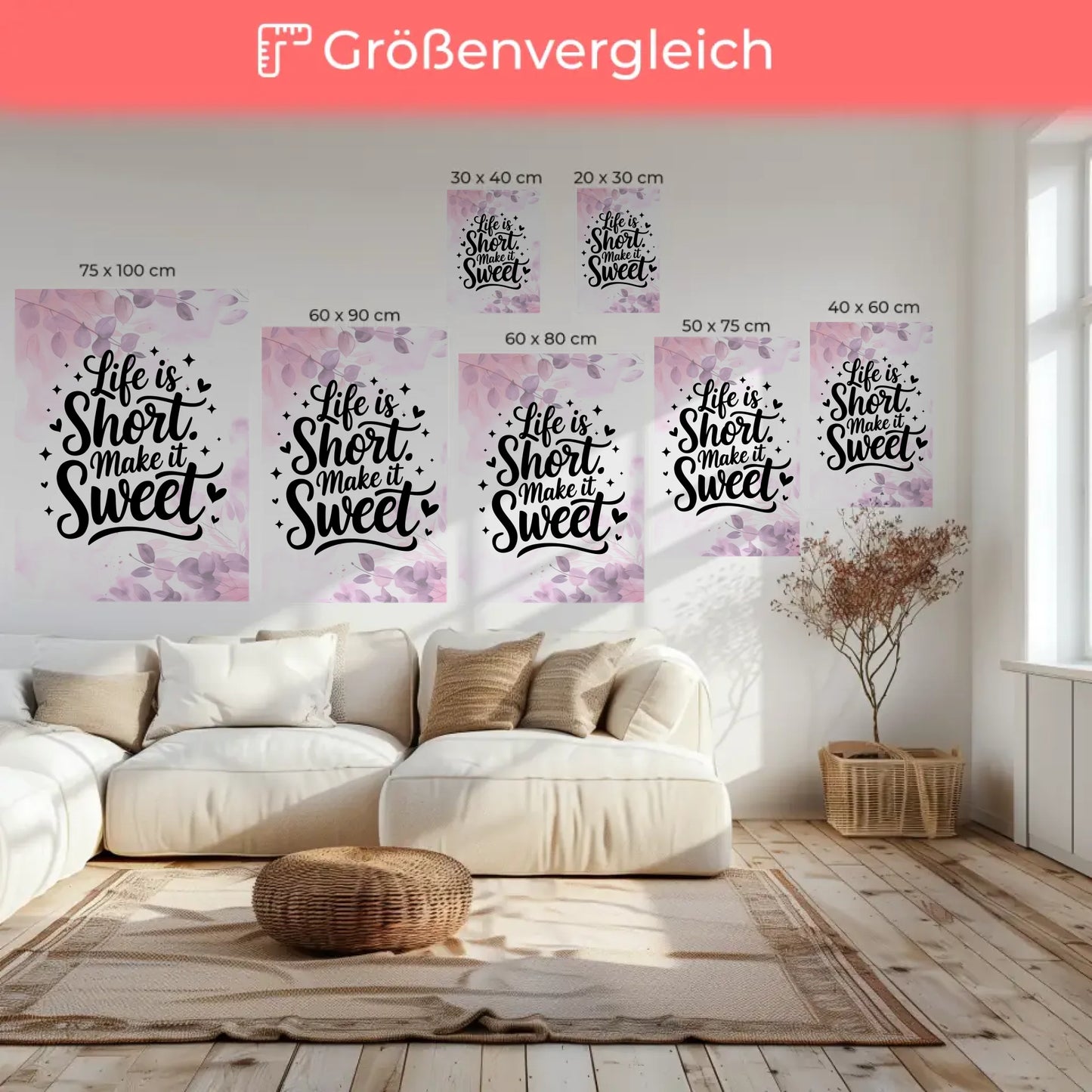 Personalisierte Sprüche Leinwand Life is short Make it sweet