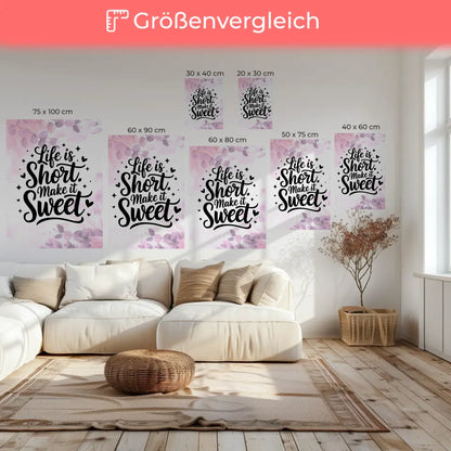 Personalisierte Sprüche Leinwand Life is short Make it sweet
