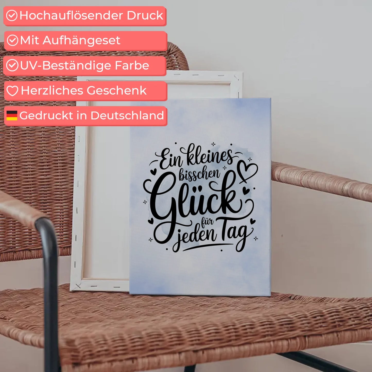 Spruch Leinwand Ein kleines bisschen Glück für jeden Tag