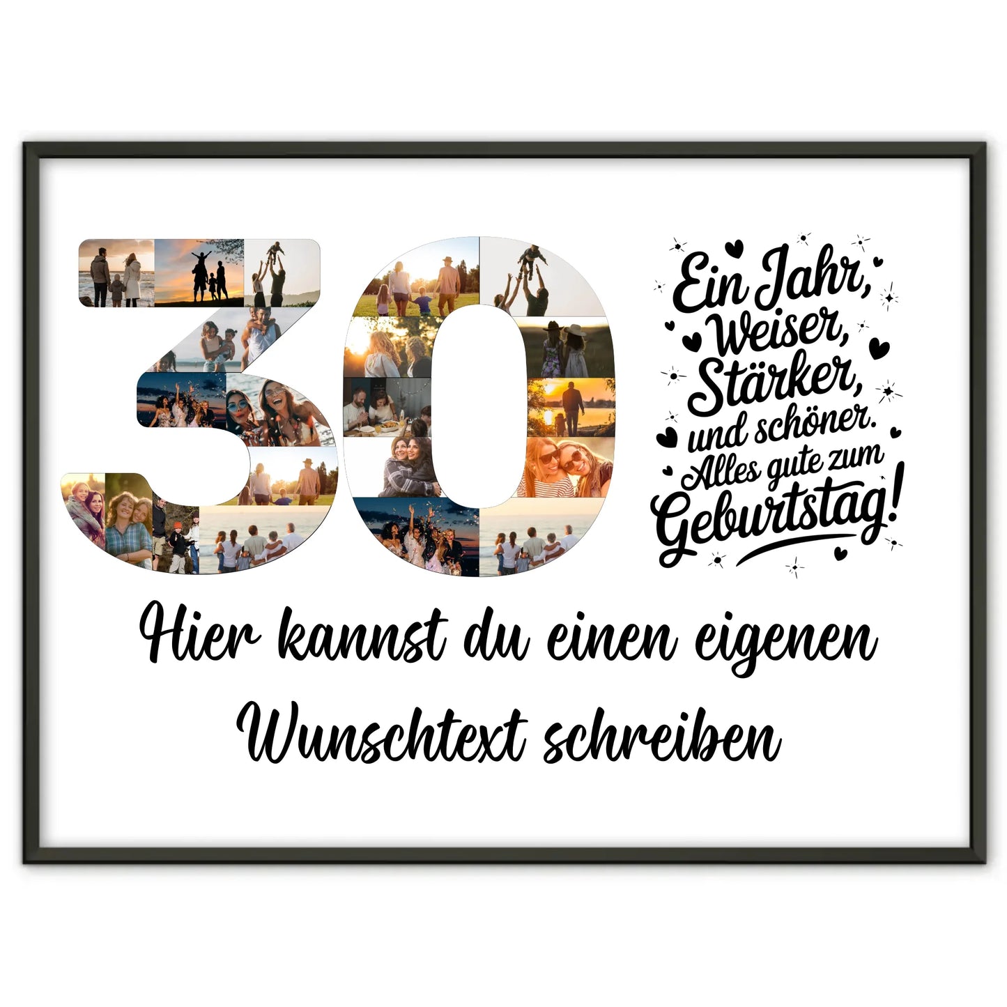 Personalisiertes Poster Wunschtext zum 30 Geburtstag Weiser und Stärker