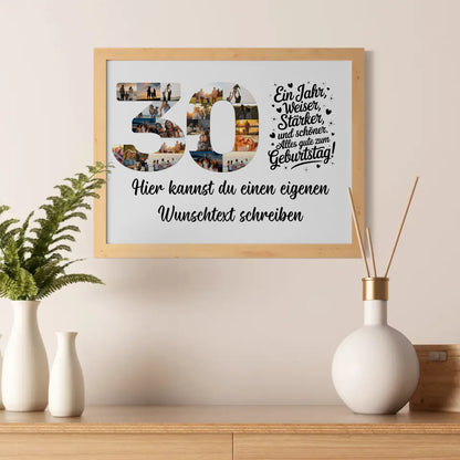 Personalisiertes Poster Wunschtext zum 30 Geburtstag Weiser und Stärker