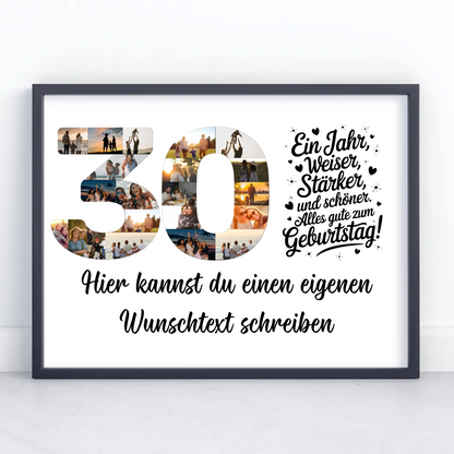Personalisiertes Poster Wunschtext zum 30 Geburtstag Weiser und Stärker