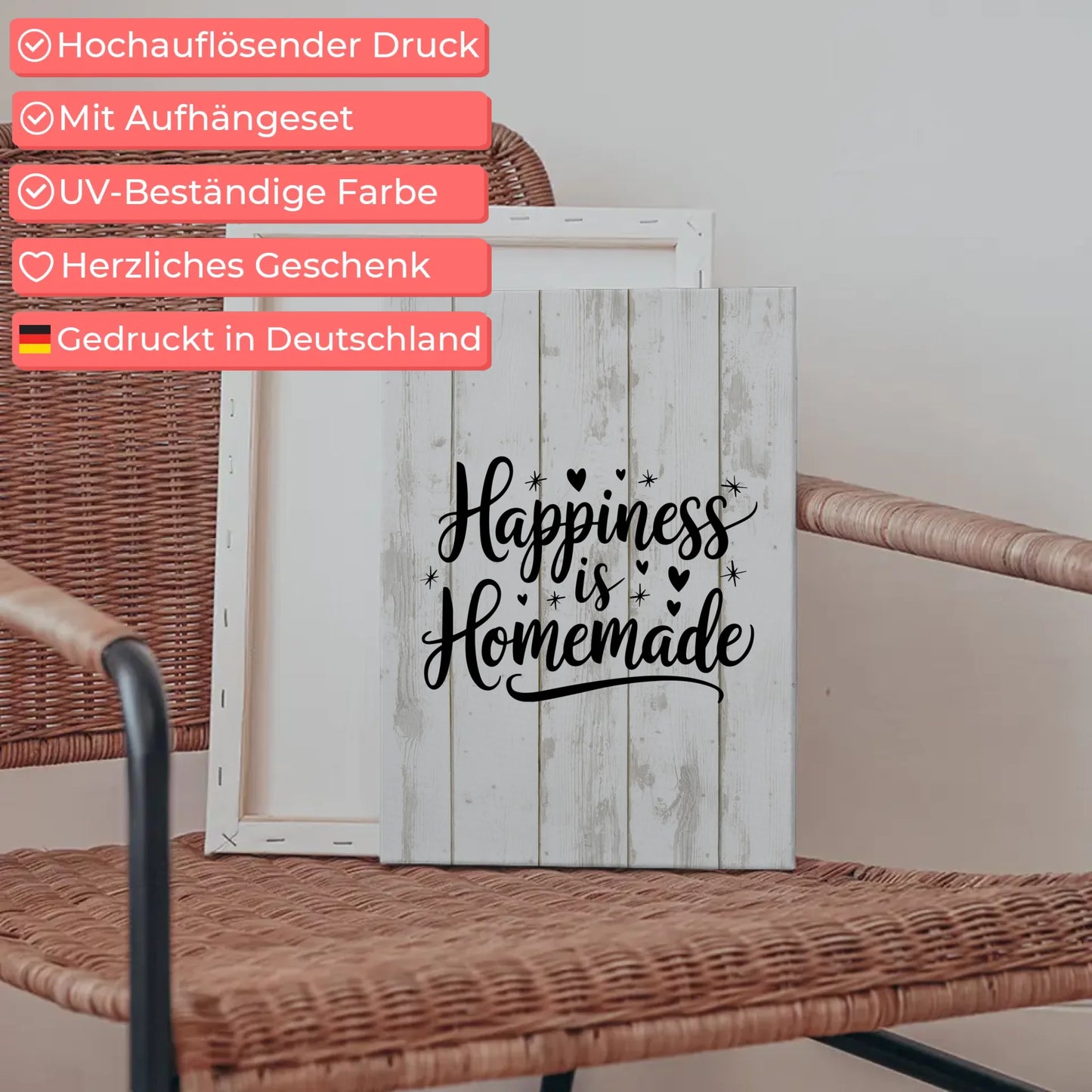 Spruch Leinwand Happiness is homemade personalisierte Geschenke