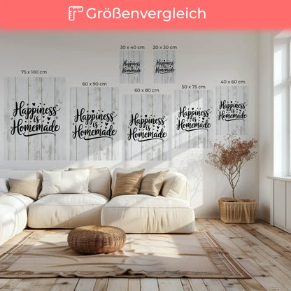 Spruch Leinwand Happiness is homemade personalisierte Geschenke