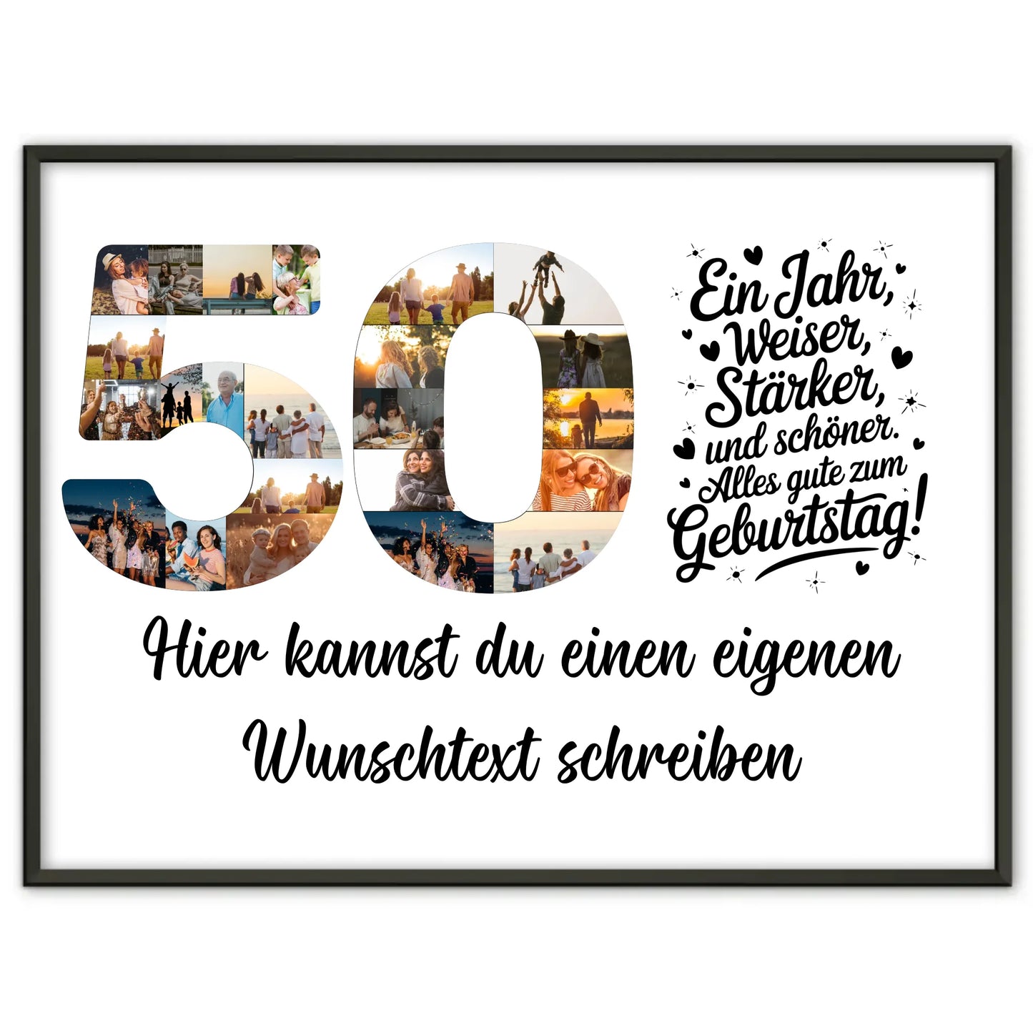 Personalisiertes Poster Wunschtext 50 Geburtstag Weiser Stärker