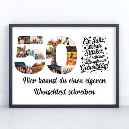 Personalisiertes Poster Wunschtext 50 Geburtstag Weiser Stärker