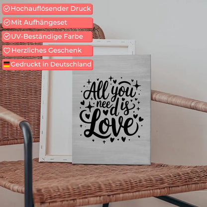 Sprüche Leinwand All you need is love personalisiert Geschenke