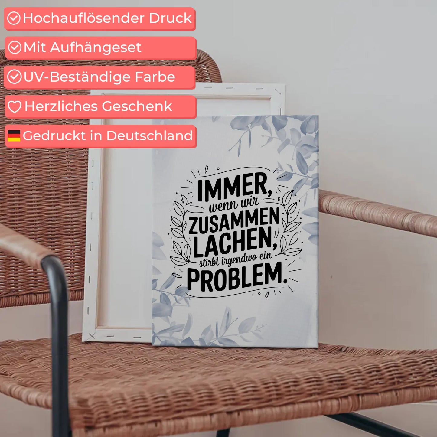 Leinwand mit Spruch Immer wenn wir zusammen lachen Geschenk