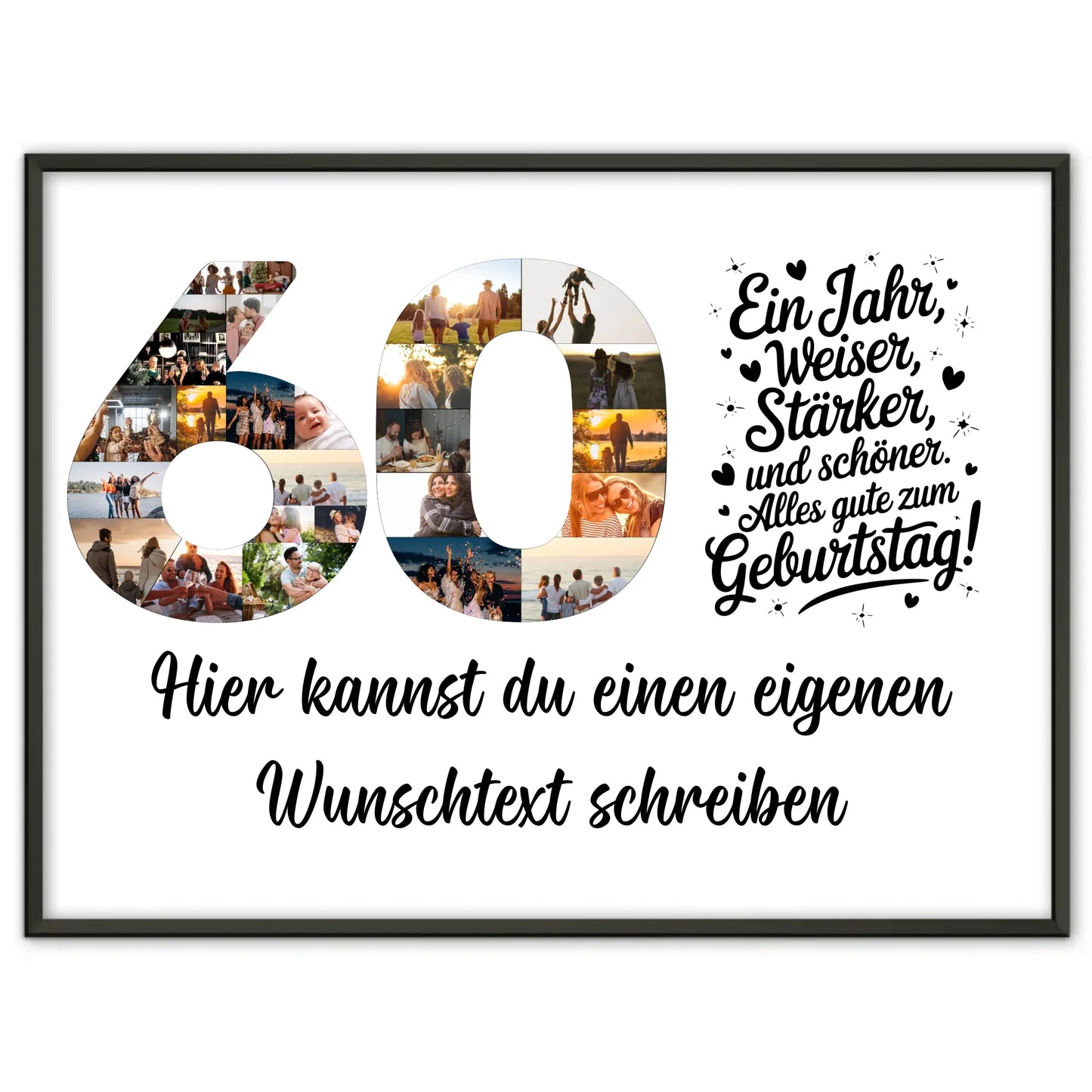 Personalisiertes Poster Wunschtext 60 Geburtstag Weiser Stärker