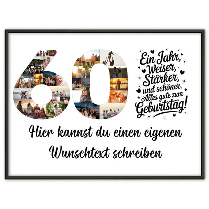 Personalisiertes Poster Wunschtext 60 Geburtstag Weiser Stärker