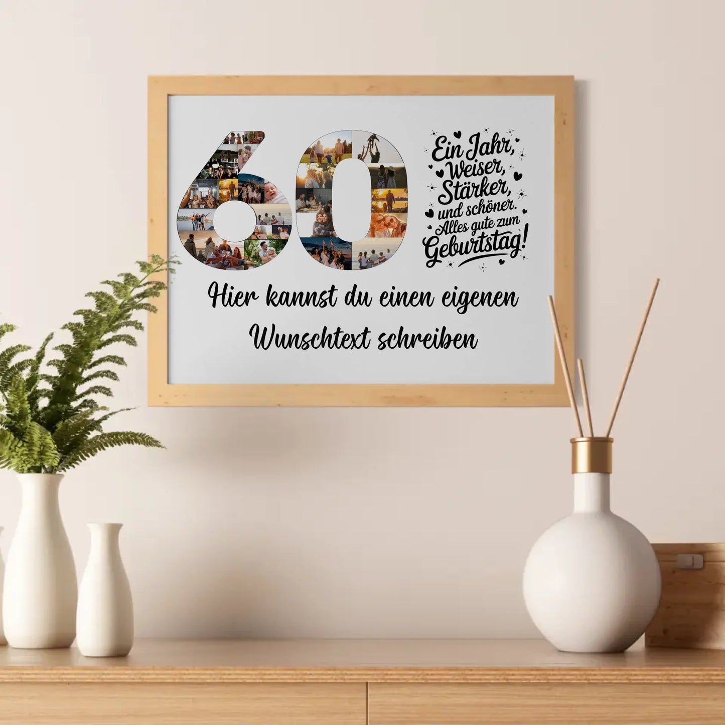 Personalisiertes Poster Wunschtext 60 Geburtstag Weiser Stärker