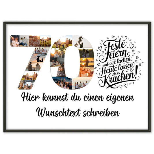 Personalisiertes Poster mit Wunschtext 70 Geburtstag Feste feiern