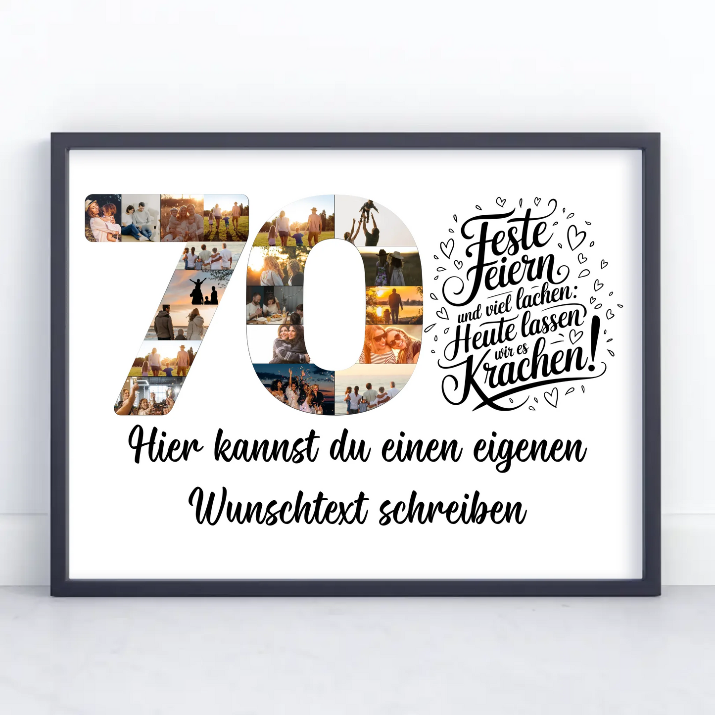 Personalisiertes Poster mit Wunschtext 70 Geburtstag Feste feiern
