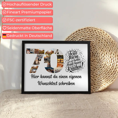 Personalisiertes Poster mit Wunschtext 70 Geburtstag Feste feiern