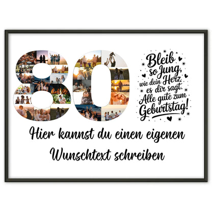 Personalisiertes Poster Wunschtext 80 Geburtstag Bleib so Jung