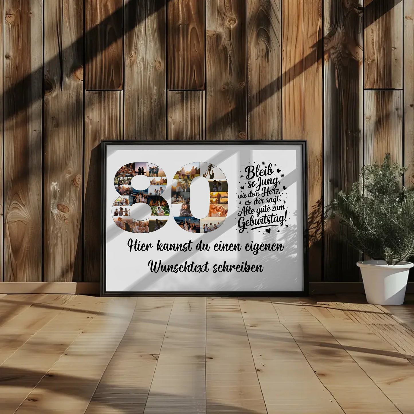 Personalisiertes Poster Wunschtext 80 Geburtstag Bleib so Jung