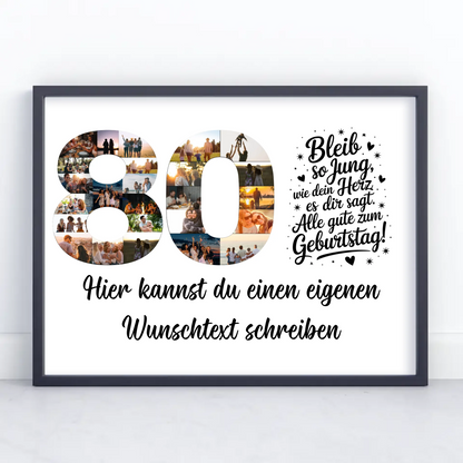 Personalisiertes Poster Wunschtext 80 Geburtstag Bleib so Jung