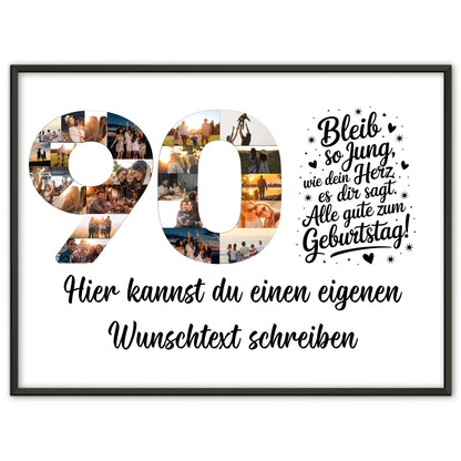 Personalisiertes Poster Wunschtext 90 Geburtstag Bleib so Jung