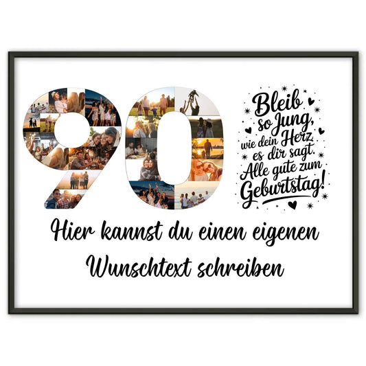 Personalisiertes Poster Wunschtext 90 Geburtstag Bleib so Jung