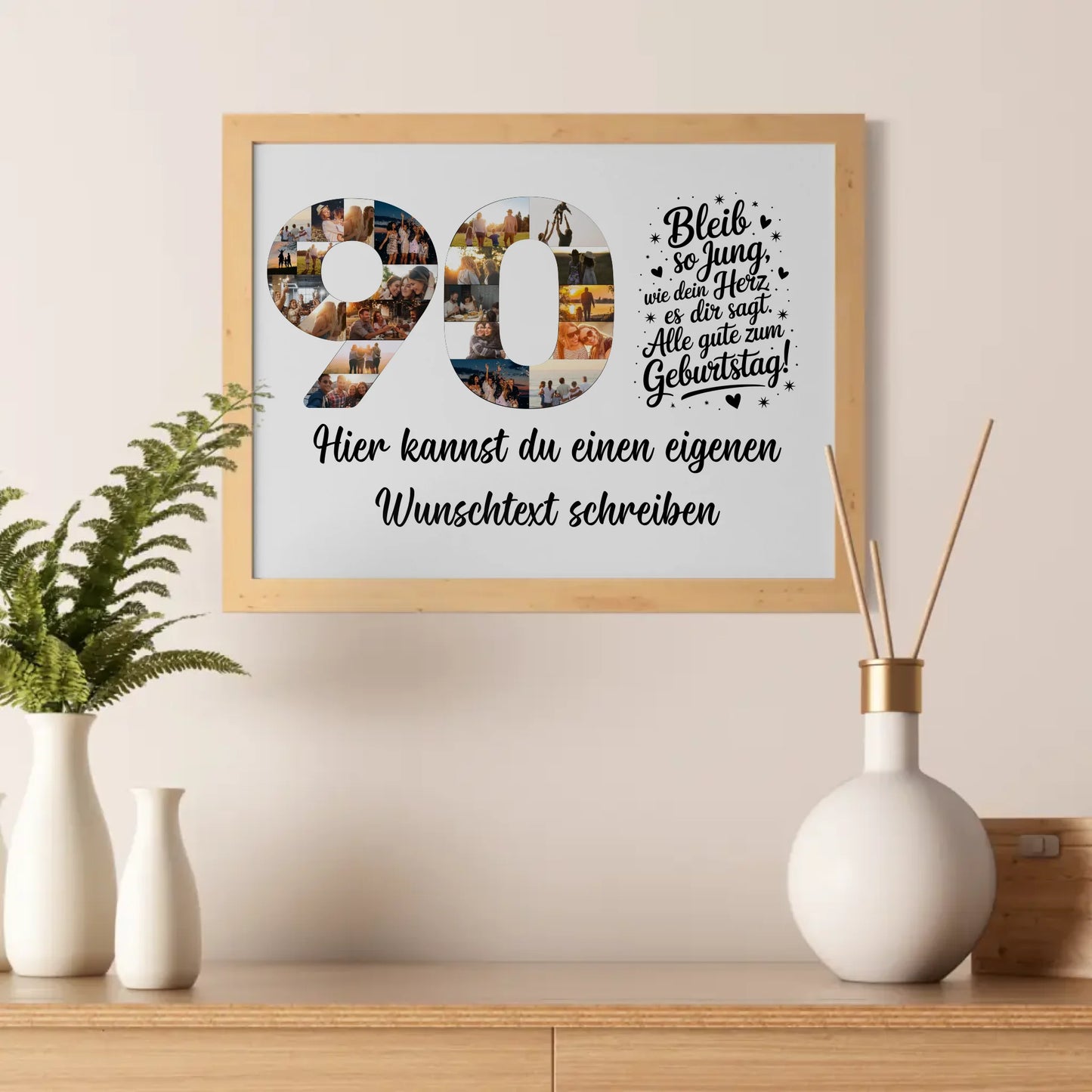 Personalisiertes Poster Wunschtext 90 Geburtstag Bleib so Jung