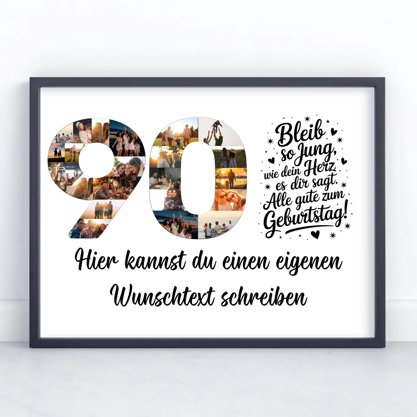 Personalisiertes Poster Wunschtext 90 Geburtstag Bleib so Jung