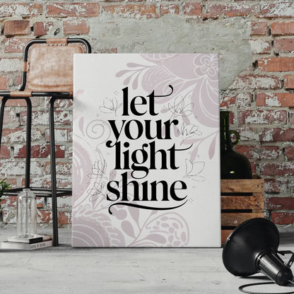 Spruch Leinwand Let your light shine für personalisierte Geschenke